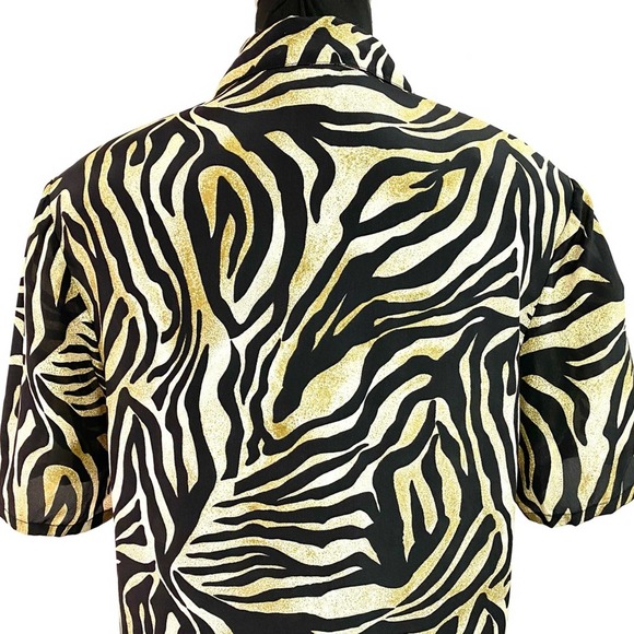 City Slick Tan and Black Tiger Print Button Up - Picture 6 of 8